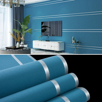 3d Wallpaper Modern Simple Striped Pattern Living Room Tv Background Home Decor Deerskin Texture Non Self Adhesive Wall Sticker