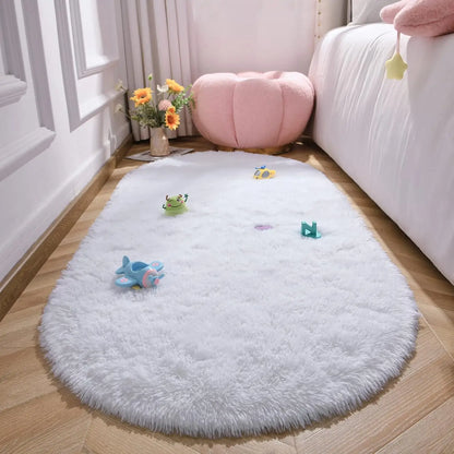 Thicken Faux Fur Area Rugs Oval fluffy Long Hair Carpet Floor mats plush Soft door Mat bedside carpets for bedroom living room