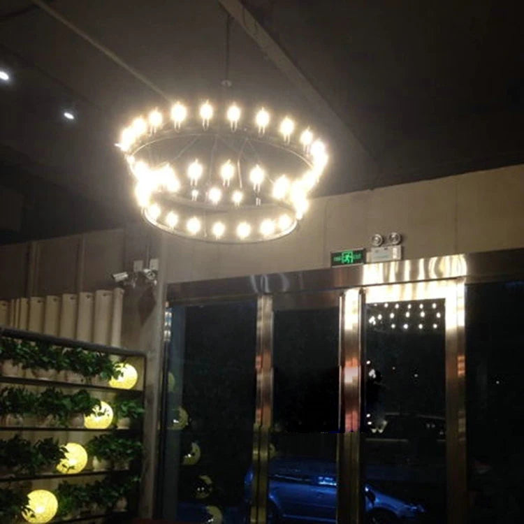 Modern American Retro Iron Pendant Lamp Vintage Industrial Led Droplight Round Cafe Restaurant Bar Knight Candle Chandelier