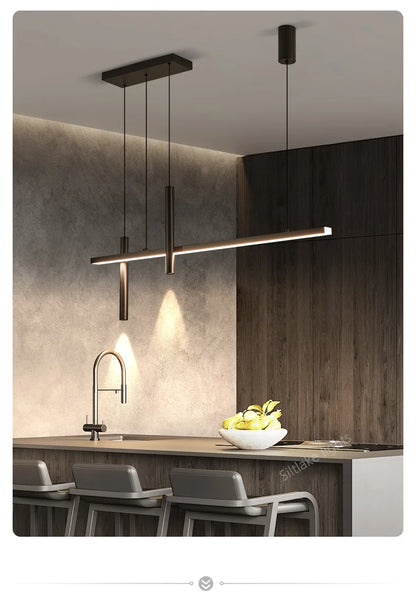 New restaurant chandelier modern simple dining room table bar lights long strip spotlight creative designer pendant lamps