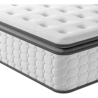 Vesgantti 10.6 Inch Pocket Sprung Mattress with Breathable Foam and Individually Pocket Spring - Medium, Upgraded Pillow Top