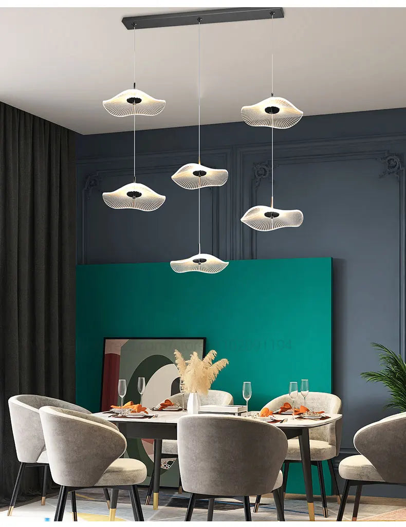 Led Staircase Pendant Lamp Modern Circular Lotus Leaf Living Room Chandelier Designer Villa Style Large Penthouse Chandelier