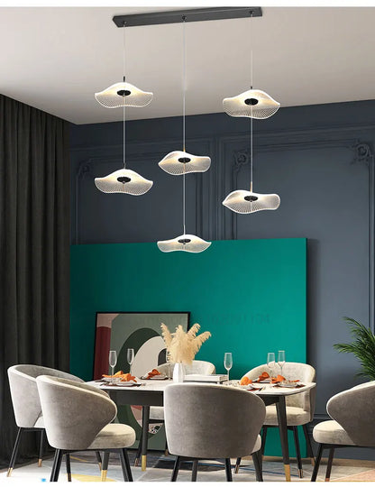 Led Staircase Pendant Lamp Modern Circular Lotus Leaf Living Room Chandelier Designer Villa Style Large Penthouse Chandelier