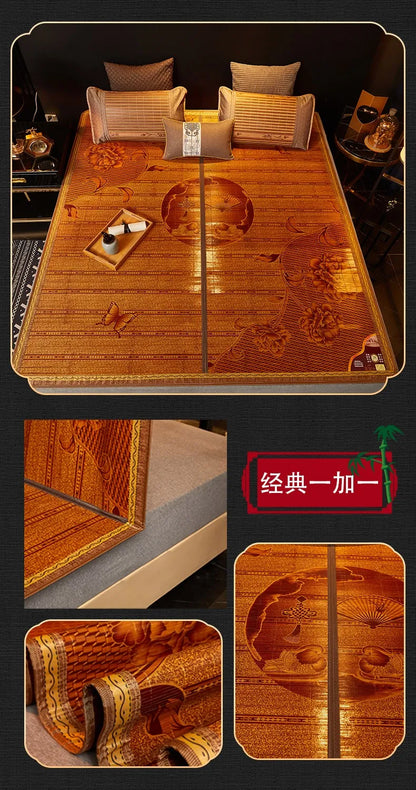 Double Fold Cool Mattress Summer Sleep Mat 100% Bamboo Mat Natural Comfortable High-quality Printed Mattress 1.8/2.0 Dormitory