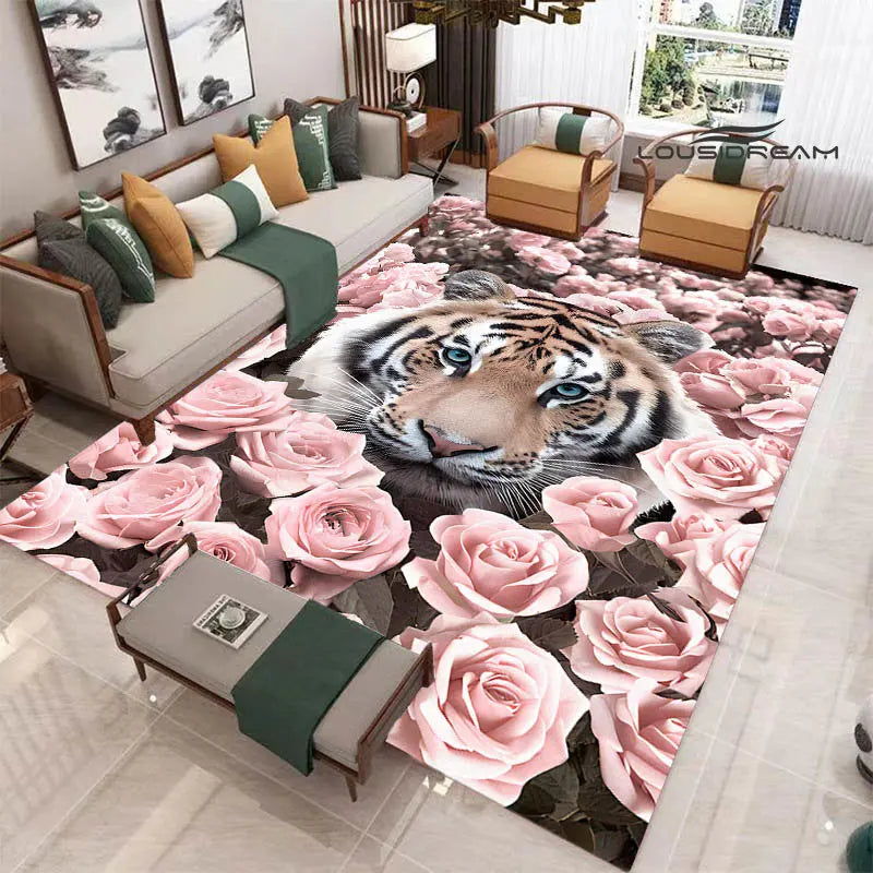 3D tiger printed carpet Fashion yoga mat Photography prop room decor  area rug  carpets for living room