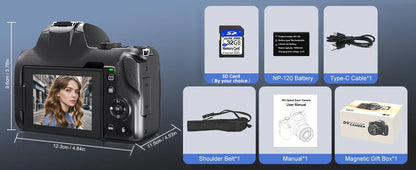 72MP Digital Camera 180° Flip Screen 3 lnch  SLR DSLR 4K Camera for Photography 12X Optical Zoom Autofocus Anti-Shake Camera