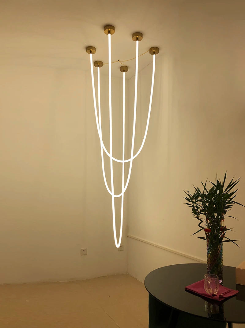 Nordic Hose Led Chandelier for Dining Living Room Center Table Kitchen Bedroom Pendant Lamp Minimalist Decor Lighting Lusters