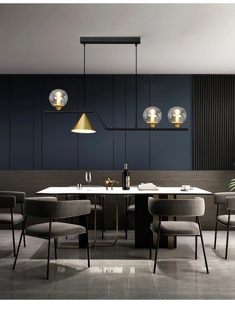 Nordic Black LED Chandelier For Living Room Kitchen Modern Home Indoor Ceiling Lighting Fixtures Glass Ball E14 Hanging Lamps