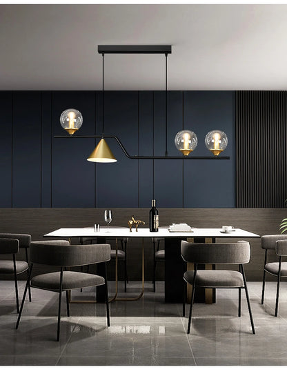 Nordic Black LED Chandelier For Living Room Kitchen Modern Home Indoor Ceiling Lighting Fixtures Glass Ball E14 Hanging Lamps