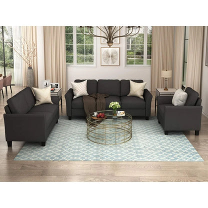 Sectional Sofa Sets, Modern Polyester Blend Sectional Couch Set with Sofa, Loveseat and Armchair, Living Room Furniture Sets