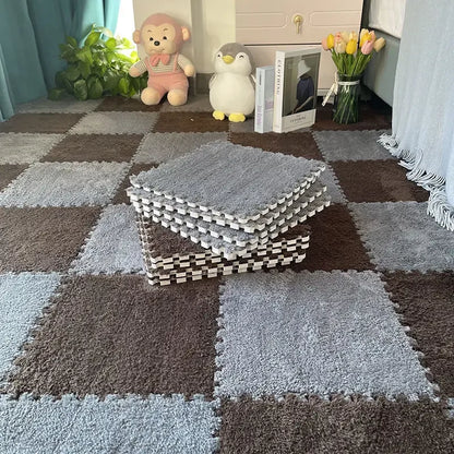EVA Crawling Mat Stitching Suede Floor Mat Baby Play Mat Home Fashion Living Room Bedroom Puzzle Foam Carpet 30*30*1x1.0cm