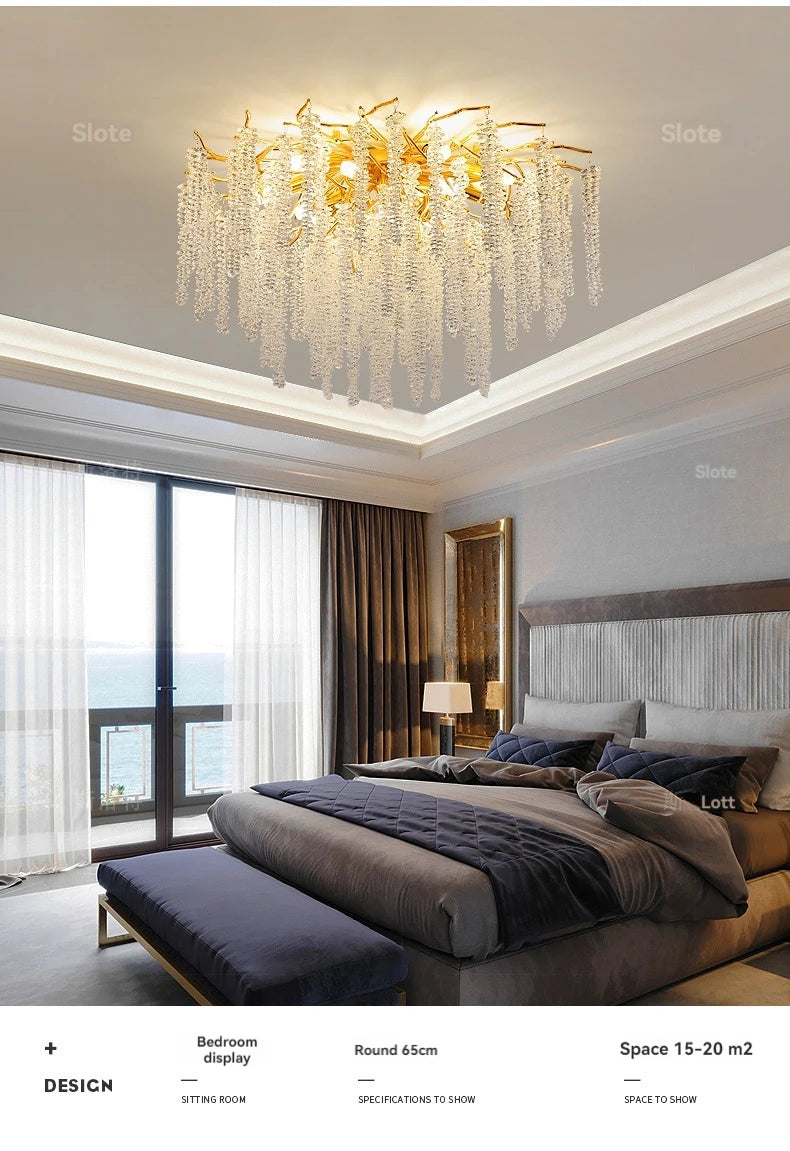 Silver Round Crystal Ceiling Chandelier Light For Bedroom Living Room Dining Kitchen Chrome K9 Crystal Ceiling Light Chandelier