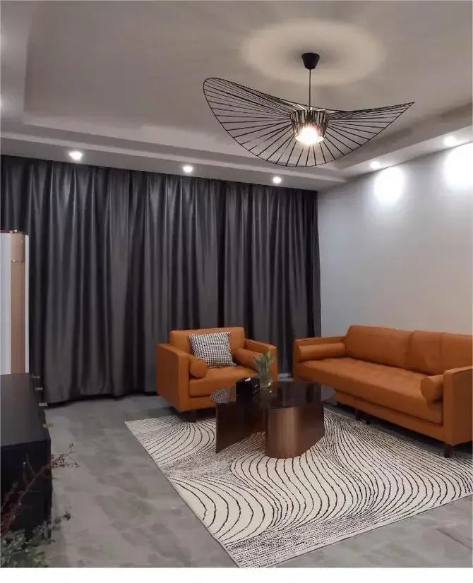 Nordic Vertigo Straw Hat Pendant Lights French Fabric for Restaurant Artistic and Creative Living Room Bedroom Hoom Decor Lamp