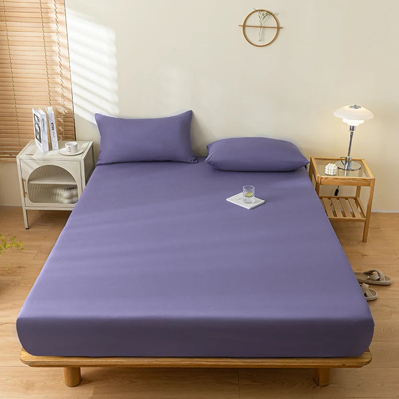 Waterproof Fitted Sheet Single Double Queen Size Mattress Cover Solid Color Fit Sheet 80x200 180x200 With Elastic Band Bed Sheet