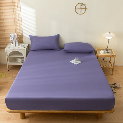 Waterproof Fitted Sheet Single Double Queen Size Mattress Cover Solid Color Fit Sheet 80x200 180x200 With Elastic Band Bed Sheet