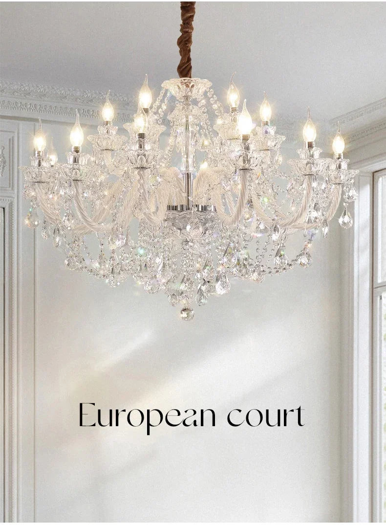 Luxury Home Crystal Chandeliers Villa Lighting for Living Room Decorate Ceiling Pendant Lamps Indoor Hanging Led Lights Fixture