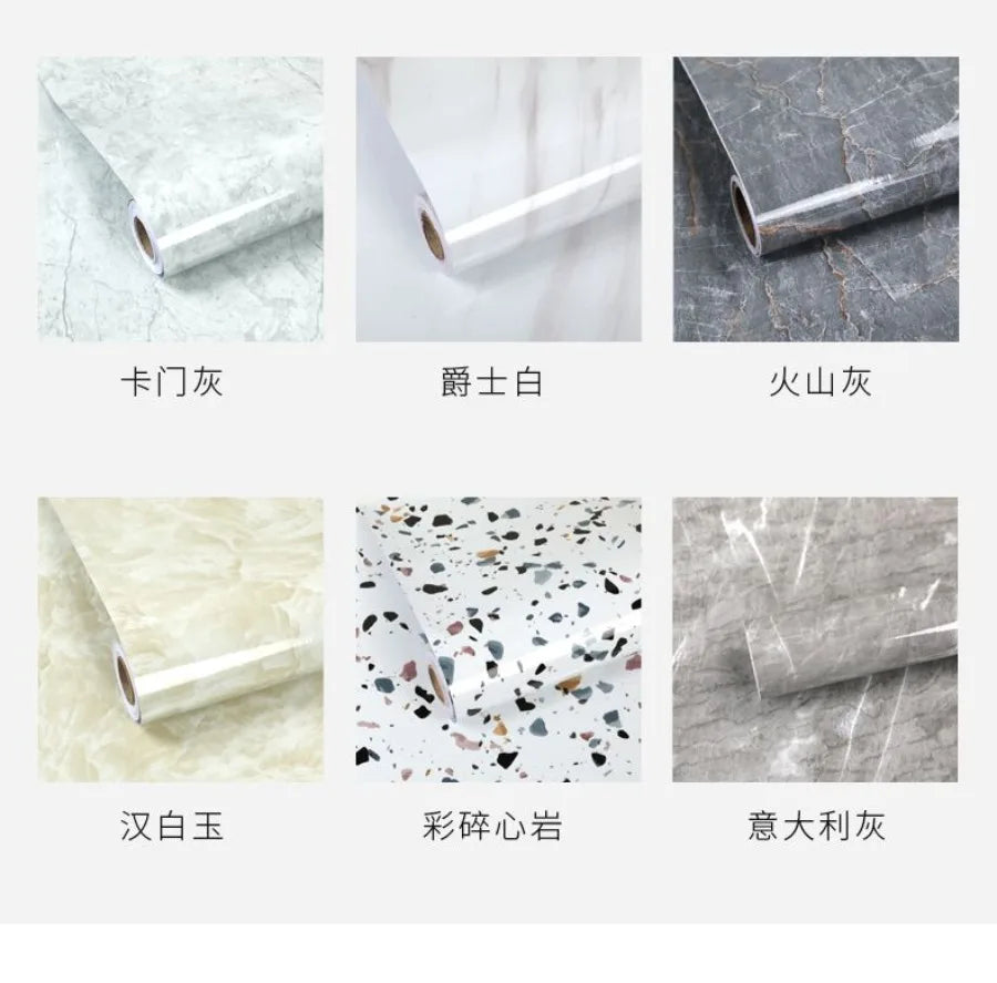 Foil Marble Self Adhesive Waterproof Wallpaper for Bathroom Wall Deocr Kitchen Oil Peoof High Temperature Resistance Stickers