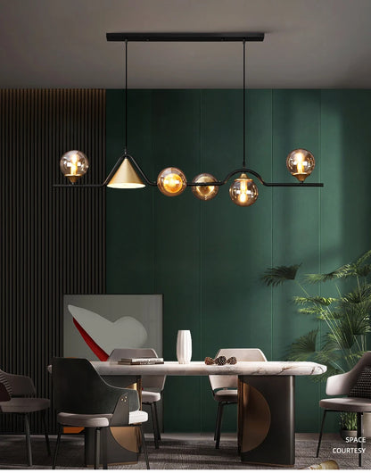 Nordic Black LED Chandelier For Living Room Kitchen Modern Home Indoor Ceiling Lighting Fixtures Glass Ball E14 Hanging Lamps