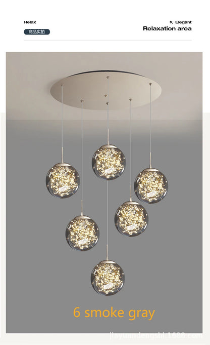 Modern Led Chandelier Glass Ball Dimmable for Staircase Living Room Pendant Lamps Home Decor Lighting Suspension Design Lusters