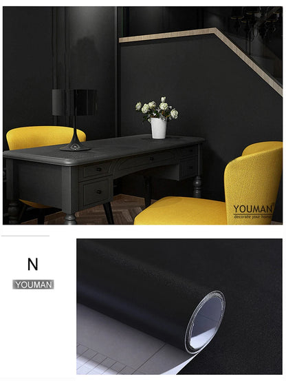 80cm Solid Color Decorative Film PVC Self Adhesive Wall Paper Furniture Renovation Stickers Kitchen Cabinet Waterproof Wallpaper