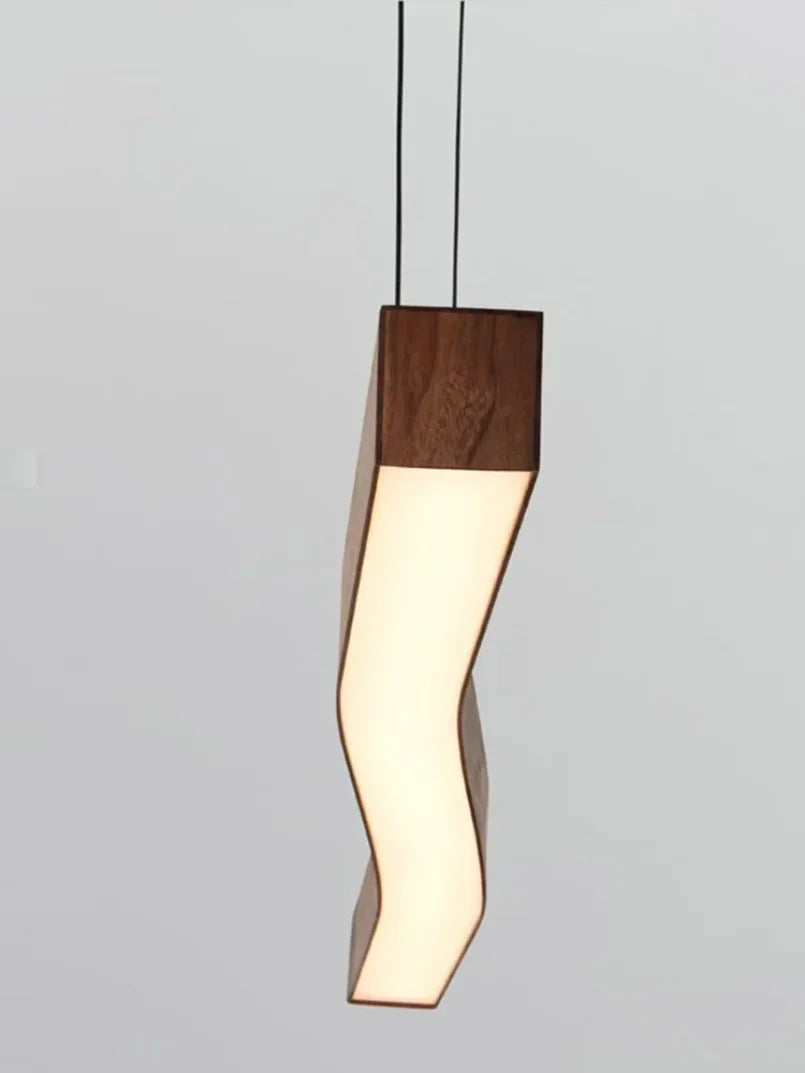 Modern Walnut Led Long Pendant Lights for Kitchen Island Dining Room Study Room Hanging Lamp Ceiling Chandeliers Wood Wooden