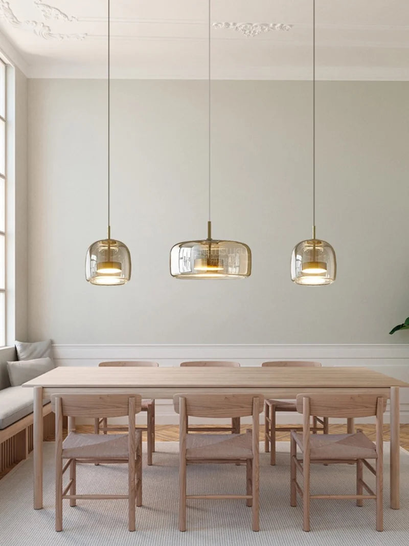 Glass LED Pendant Light for Kitchen, Restaurant, Hanging Lamp, Modern Bedroom, Bedside Shop Decoration, Ceiling Chandeliers, Lustres Decor