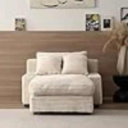 Singel Chaise Lounge Chair with Thicked Cushions,Comfy Corduroy Upholstered Indoor Leisure Sofa Recliner,Sleeper Couch Bed