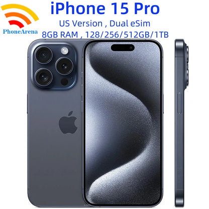 iPhone 15 Pro 128/256/512GB 1TB ROM Dual eSIM 8GB RAM 6.1" Original Super Retina OLED Face ID NFC A16 15Pro 5G Phone