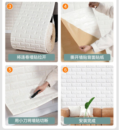 70cmx1/5/10m 3D Wallpaper Decoration Self-adhesive Antique Foam Brick Wallpaper Living Room Bedroom Waterproof 3d Wall Sticker
