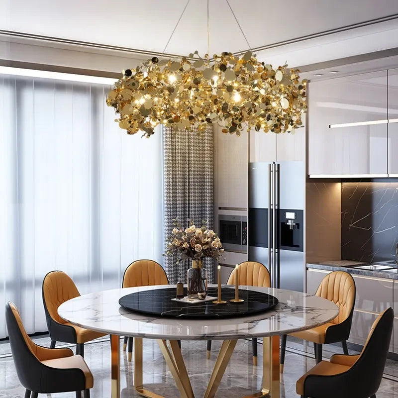 New Stainless Steel Chandelier Post -modern Shallow Luxury Living Room Restaurant Chandelier Gold/chromium Plating Chandelier