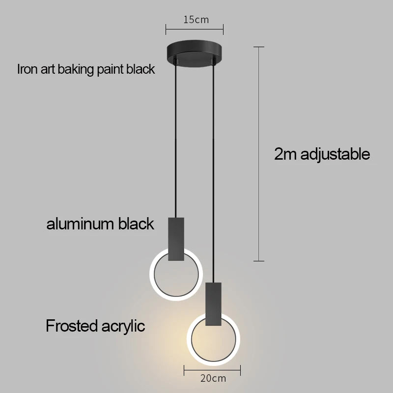 Nordic bedside circular small chandelier, modern and minimalist restaurant chandelier, fashionable bar and study light