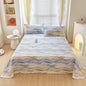 Abstract Geometric Stripe Lines Flat Sheet 3 Pieces 100% Cotton Bed Sheet Soft Comfortable Bedding for Guestrooms and Bedroom