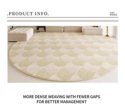 Modern Rugs for Bedroom Fluffy Soft Lounge Rug Thick Cloakroom Round Floor Mat Cream Living Room Decoration Anti-slip Carpet