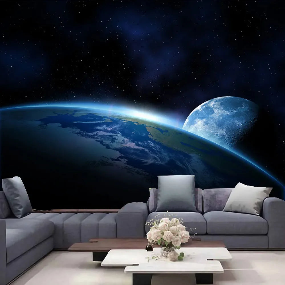 Mysterious Universe Space Starry Sky Blue Star Art Tapestry Wall Hanging Psychedelic Tapestry for Bedroom Living Room Decoration
