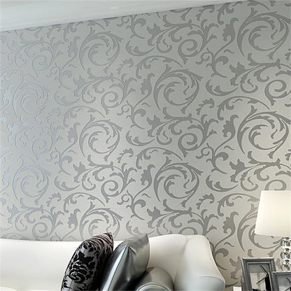3D Grey Victorian Damask Embossed Wallpaper Roll Home Decor Living Room Bedroom Wall Coverings Silver Floral Luxury Wall Paper