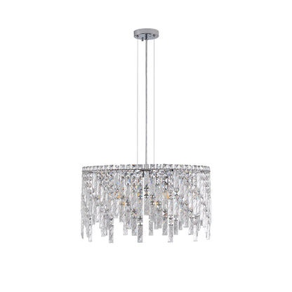 Chrome Elegant Crystal Chandelier Modern Ceiling Light Fixture with Reflective Hanging Crystals for Living Room and Foyers