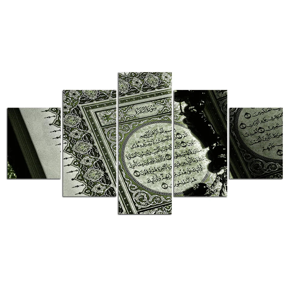 5 Panel The Quran Islamic Calligraphy Canvas Painting Motto Mosque Posters Prints Wall Art Canvas Printed Pictures Home Decor