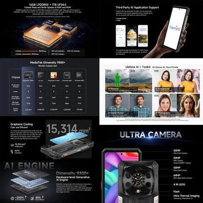 Ulefone Armor 28 Ultra Rugged Smartphone 5G 16GB+1TB Thermal Version 6.67'' 10600mAh 120W 50MP Rear Camera Android 14 NFC