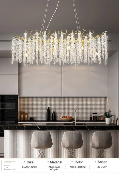 Round Gold Crystal Chandelier For Bedroom Living Room Dining Room Lounge Modern Luxury Gold Ceiling Crystal Branch Chandeliers