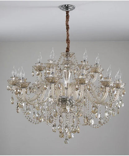 Luxury Home Crystal Chandeliers Villa Lighting for Living Room Decorate Ceiling Pendant Lamps Indoor Hanging Led Lights Fixture