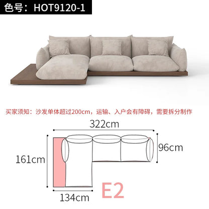 Japanese-style log wabi-sabi wind platform bread fabric sofa living room minimalist creative furniture