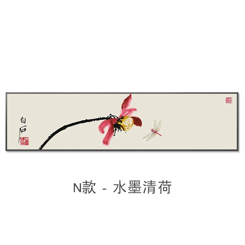 New Chinese Zen Flower and Bird Bedhead Painting Living Room Decoration Painting Sofa Background Wall Mural Painting Home Decor