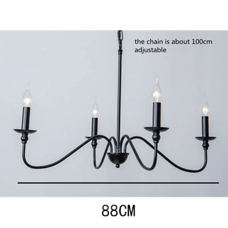 Retro Loft Living Room Chandelier Lighting E14 Vintage American Style Black/Gold Ceiling Chandelier Household Dining Room Light