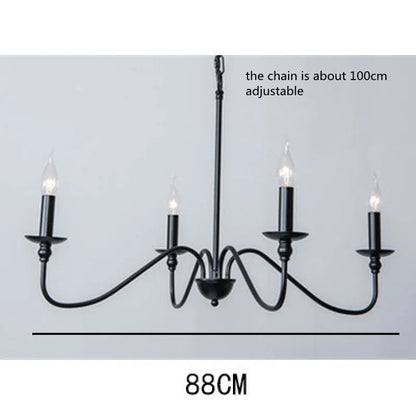 Retro Loft Living Room Chandelier Lighting E14 Vintage American Style Black/Gold Ceiling Chandelier Household Dining Room Light