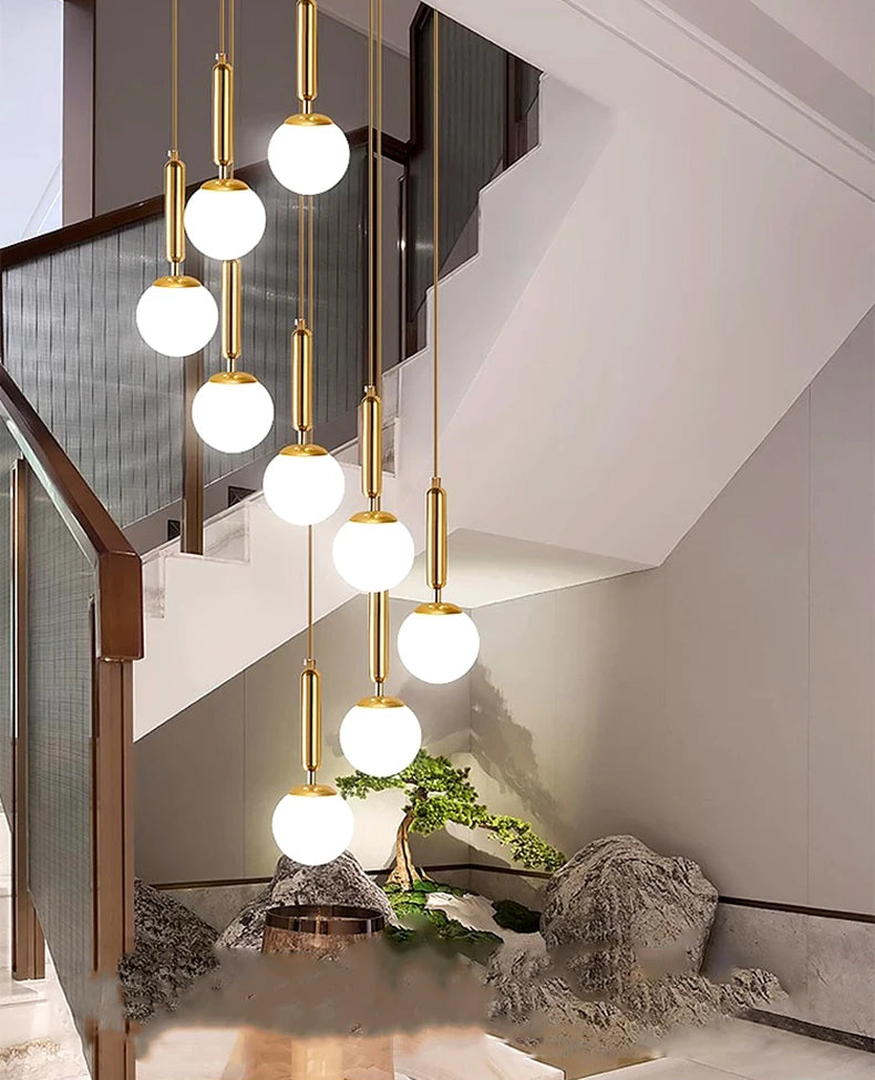 Modern ring stairs led lights pendant light lamps for living room led Chandeliers for dining room hanging light indoor lighting