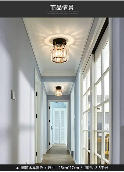 Modern Chandelier Crystal Ceiling Light Semi Flush Mount Ceiling Lighting Fixture Entrance Balcony Indoor Hang Lamp Lighting
