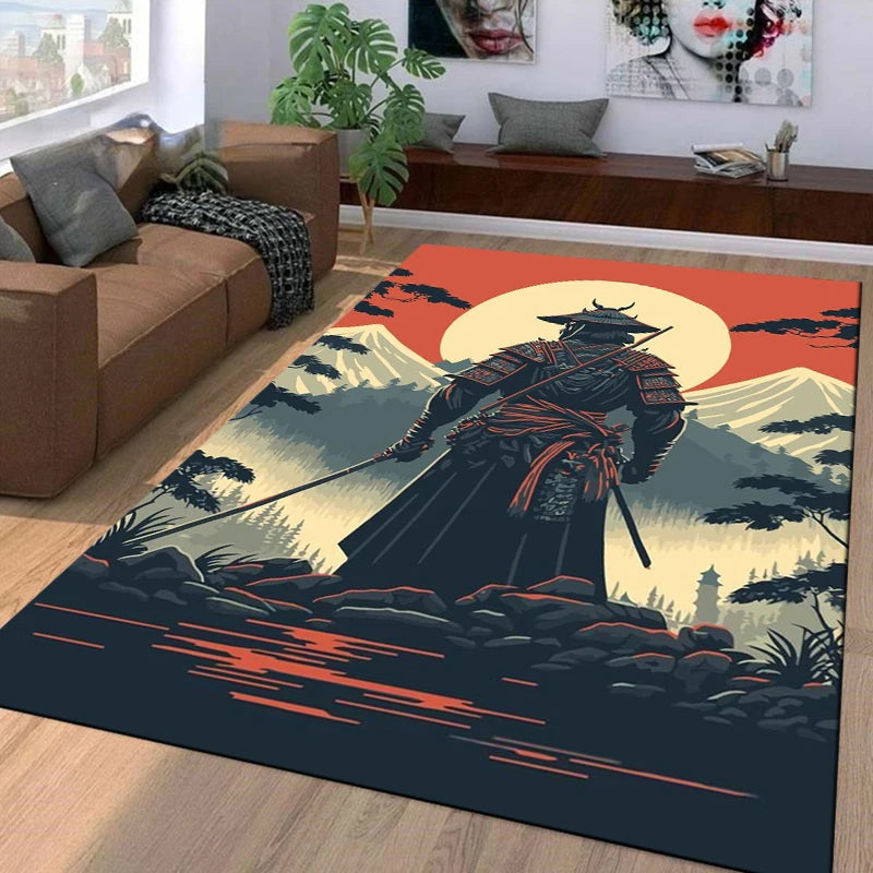 15 Size Samurai Spirits Pattern Rug Carpet for Living Room Bathroom Mat Creative Doormat Carpet for Bedroom Home Decor Play Mat