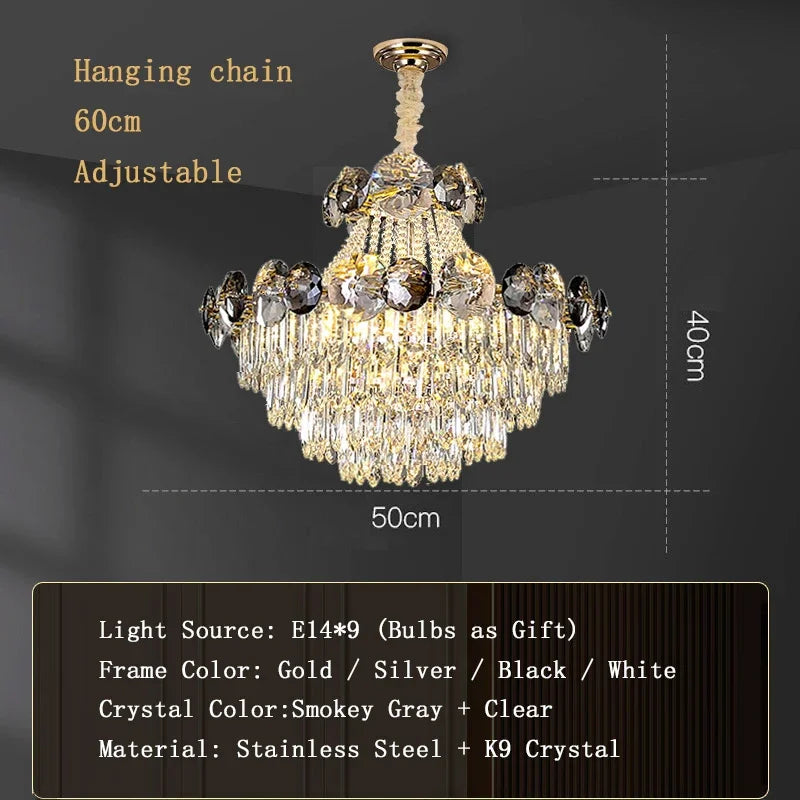 2024 Modern Large Luxury Living Room Chandeliers for Staircase Designer Crystal Pendant Lamps Home Decor Lighting Lustre Fixture