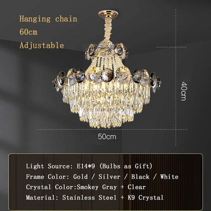 2024 Modern Large Luxury Living Room Chandeliers for Staircase Designer Crystal Pendant Lamps Home Decor Lighting Lustre Fixture