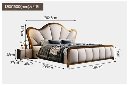 Nordic Luxury Double Bed Modern Wood High End Headboard Frame Double Bed Kids Girl Camas Matrimonial Furniture For Bedroom